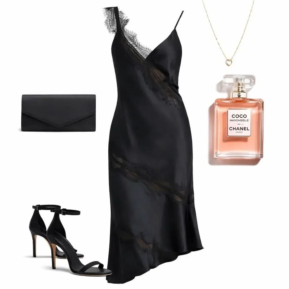House of Harlow 1960 Satin Lace Asymmetrical Slip Dress Goth Romantic Cocktail